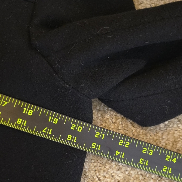 J. Crew Elegant Black Pea Coat with Faux Fur Trim 8 Medium - Picture 7 of 11